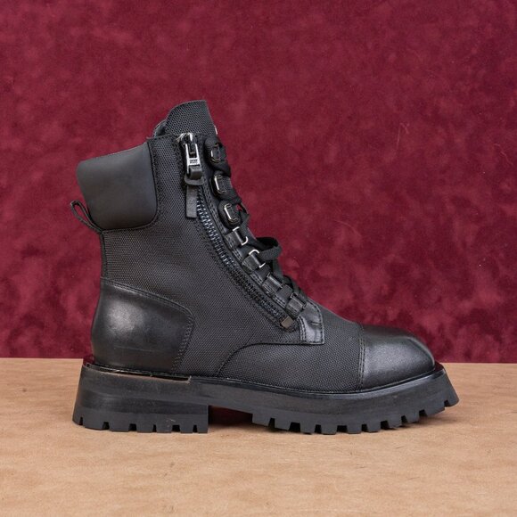 DKNY Women River Black Leather Platform Lug Festival Fashion Combat Boots sz 9 - Picture 3 of 8